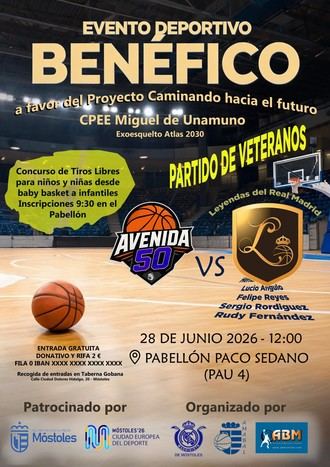 Partido benéfico de baloncesto con leyendas del Real Madrid en Móstoles