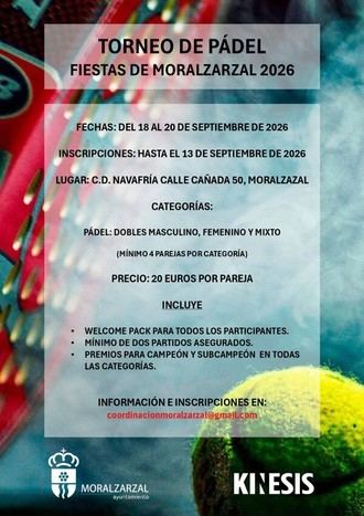 Inscripciones abiertas para el Torneo de Pádel de las Fiestas Patronales 2026