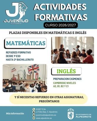 Inscripciones abiertas para actividades formativas del Centro de Juventud 2026/2027