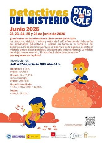 Inscripciones abiertas para los 'Días sin Cole' de junio con temática de detectives