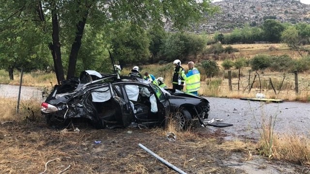 Muy grave una mujer tras chocarse contra dos árboles en la A-1