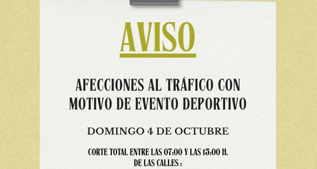 Cortes de tráfico por carrera deportiva el 4 de octubre en Aranjuez