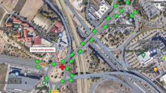 Afección al tráfico en las rotondas del puente de la M-50 por las obras de la pasarela