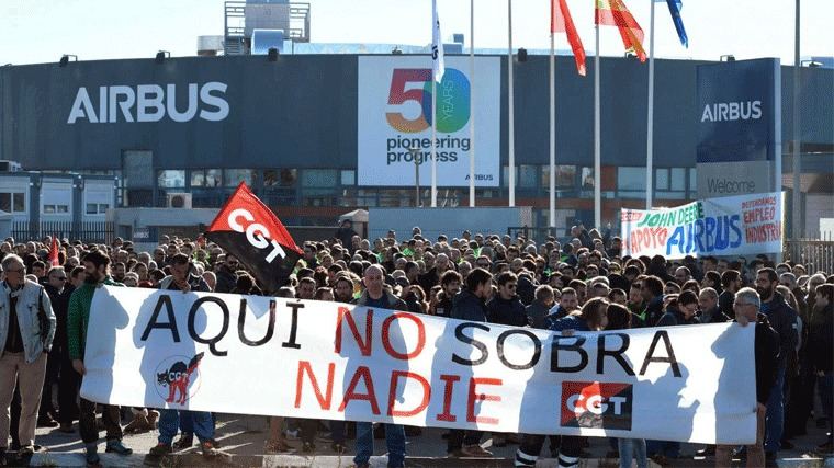 Paros y una gran manifestación en Madrid para salvar 630 empleos en el gigante Airbus