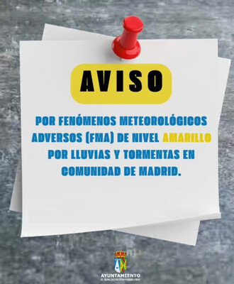 Aviso amarillo por lluvias y tormentas en la Sierra de Madrid el 17 de octubre de 2026