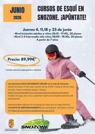 Cursos de esquí para principiantes en Snozone este junio