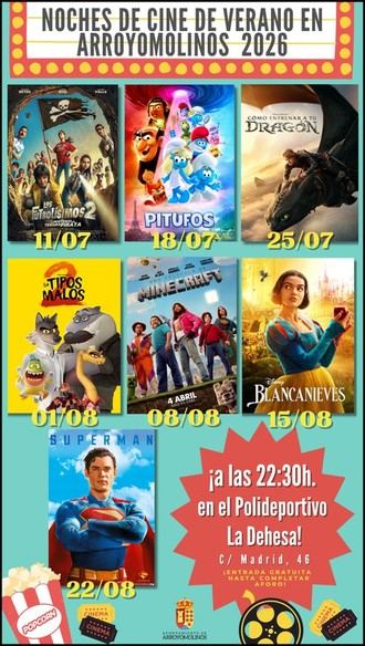 Ciclo de cine de verano comienza este sábado en Arroyomolinos