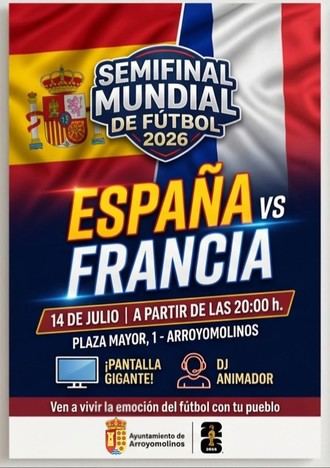 Gran pantalla en la plaza Mayor para el partido Francia-España