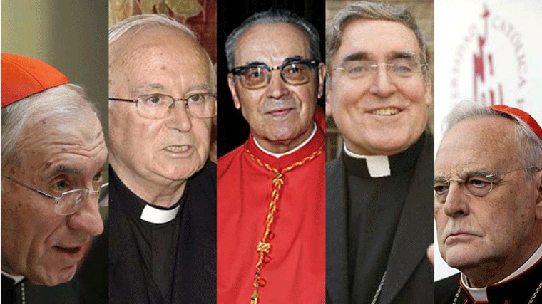 Algunos de los cardenales españoles que pueden participar en el Cónclave. Imagen RTVE