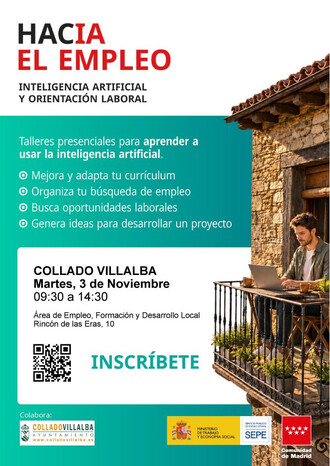 Collado Villalba ofrecerá un taller sobre inteligencia artificial para buscar empleo el 3 de noviembre