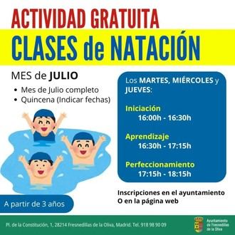 Clases de natación gratuitas en julio para todas las edades