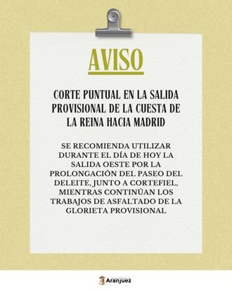 Corte temporal en la salida hacia Madrid por trabajos de asfaltado en la Cuesta de la Reina
