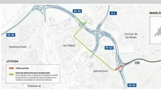 Cortes de tráfico en la M-40 a su paso por Sanchinarro desde las 11:00 horas del sábado a las 13:00 horas del lunes