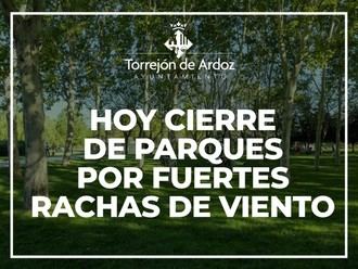 Cierre de parques en Torrejón de Ardoz por aviso de fuertes vientos