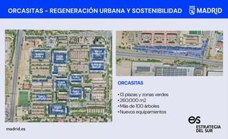 Rehabilitación de 13 plazas y zonas verdes en Orcasitas, Madrid