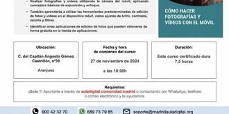 Curso gratuito de fotografía y vídeo en Aranjuez