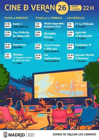 Cine de verano gratuito en el distrito de Centro de Madrid