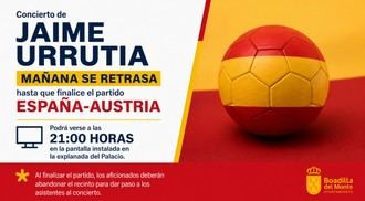 Proyección del partido España-Austria y concierto de Jaime Urrutia en la explanada del Palacio