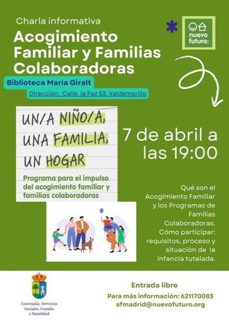 Charla sobre acogimiento familiar el 7 de abril en la Biblioteca María Giralt