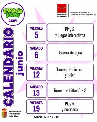 Actividades del Espacio Joven para junio de 2026