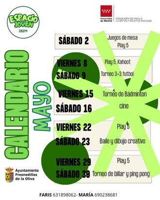 Actividades del Espacio Joven para mayo 2026