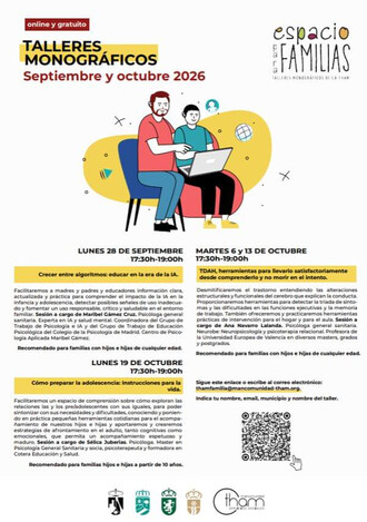 Nuevos talleres online para familias en Moralzarzal durante septiembre y octubre de 2026