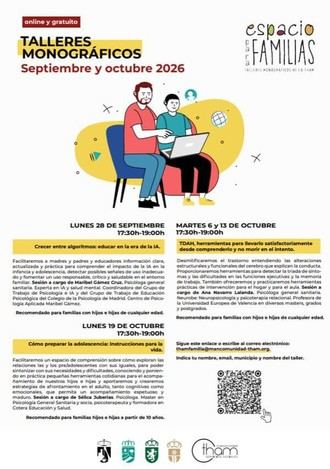 Nuevos talleres online para familias en septiembre y octubre de 2026