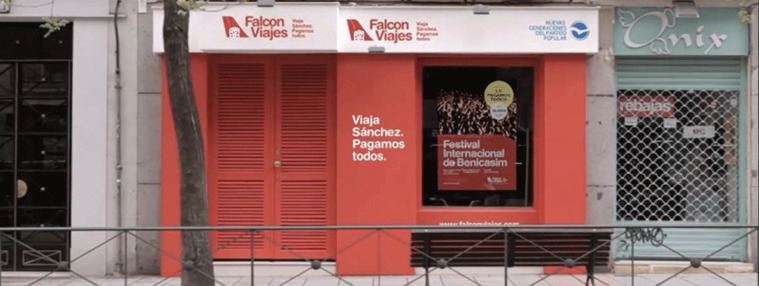 El PP ataca y abre su `Falcon Viajes´ junto a la sede del PSOE en Ferraz