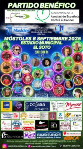 Famosos se unen en un partido de fútbol benéfico contra el cáncer en Móstoles