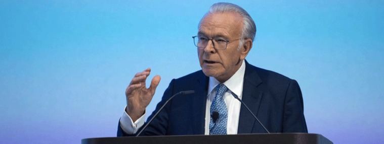 El presidente de la Fundación La Caixa, Isidro Fainé, en la presentación del Plan Estratégico
