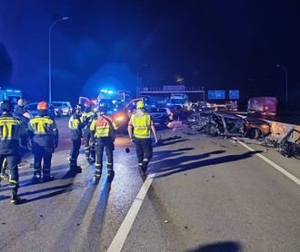 Accidente múltiple en la M-50 deja a una mujer grave en Villade Vallecas