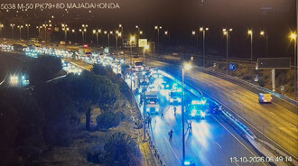 Accidente múltiple en la M-50 provoca corte de vía hacia Madrid
