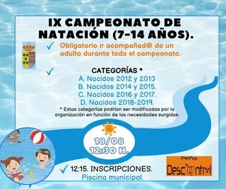 Campeonato de Natación para jóvenes el 18 de agosto