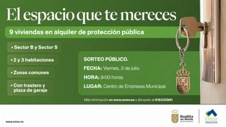 Sorteo de nueve viviendas de protección para alquiler el 3 de julio en Boadilla del Monte