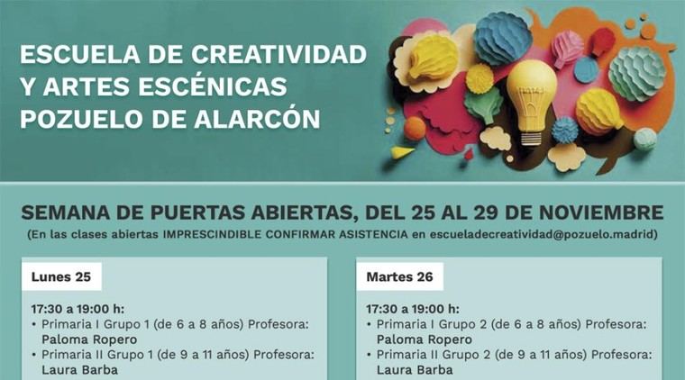 Semana de puertas abiertas en la Escuela de Creatividad y Artes Escénicas de Pozuelo