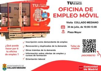 Visita de la Oficina de Empleo Móvil a Collado Mediano el 30 de julio