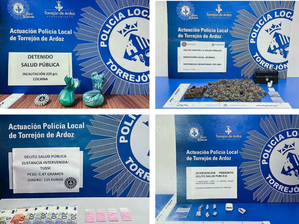 Operativos de la Policía Local logran detener a seis sospechosos por tráfico de drogas en Torrejón de Ardoz