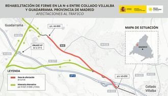 Cortes de tráfico en la Nacional VI por rehabilitación del firme del 1 al 5 de junio