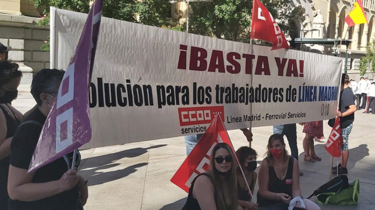 Trabajadores del 0-10 Línea Madrid vuelve a la huelga en defensa de 500 empleos