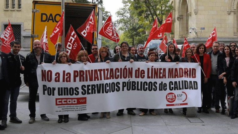 Paros en las oficinas de Linea Madrid contra la paralización de la municipalización