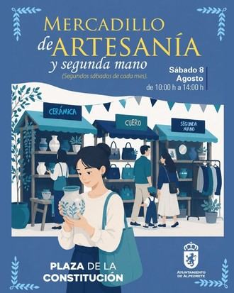 Mercadillo de Artesanía y Segunda Mano el 8 de agosto en la Plaza de la Constitución