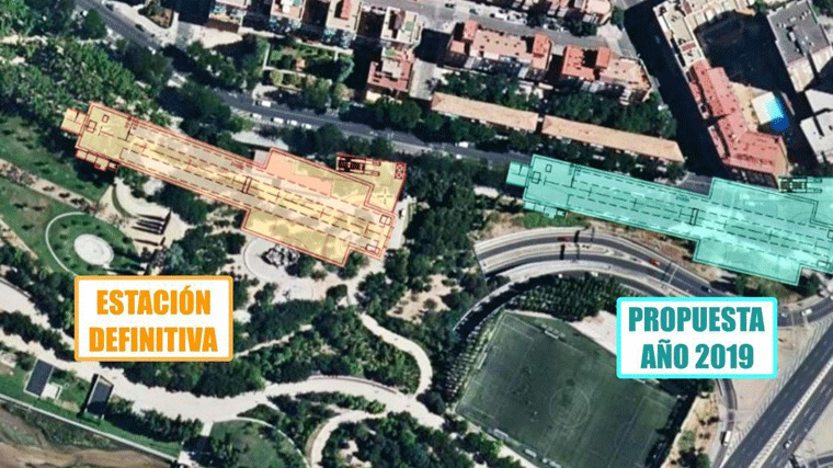 Ubicación propuesta para la estación de Madrid Río de Metro (derecha) y posición final en 2023 (izquierda) Somos Madrid