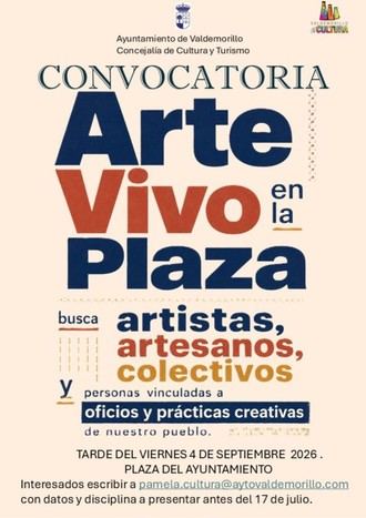 Convocatoria para participar en 'Arte Vivo en la Plaza' el 4 de septiembre