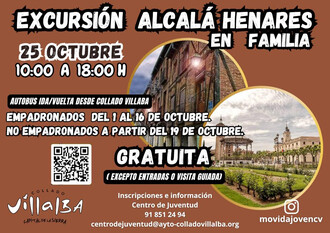 Excursión familiar a Alcalá de Henares el 25 de octubre: inscripciones abiertas desde el 1 de octubre