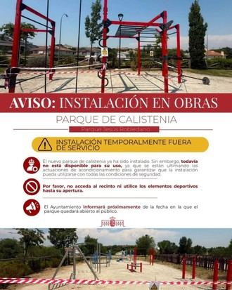 Nuevas instalaciones de calistenia en el Parque Jesús Robledano