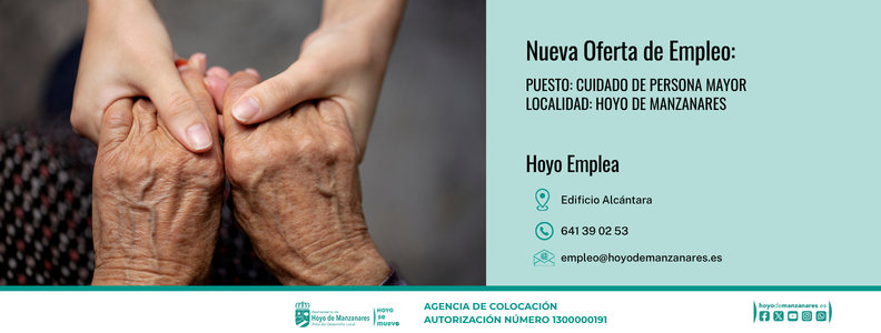 Oportunidad laboral para cuidar a personas mayores en Hoyo de Manzanares