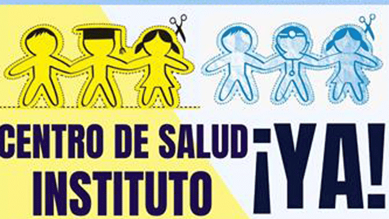 Paragüas amarillos y azules para pedir un IES y un centro de salud en Butarque