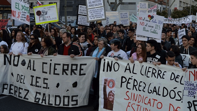 Paros en institutos para protestar por el cierre del Pérez Galdós, que será Escuela de Idiomas