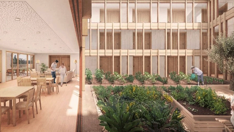 Recreación del patio de la nueva residencia. Imagen, Comunidad de Madrid 