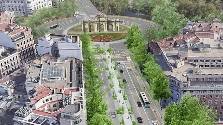 Las obras del bulevar en medio de los carriles de Puerta de Alcalá no tendrán 'demasiada afección' en el tráfico